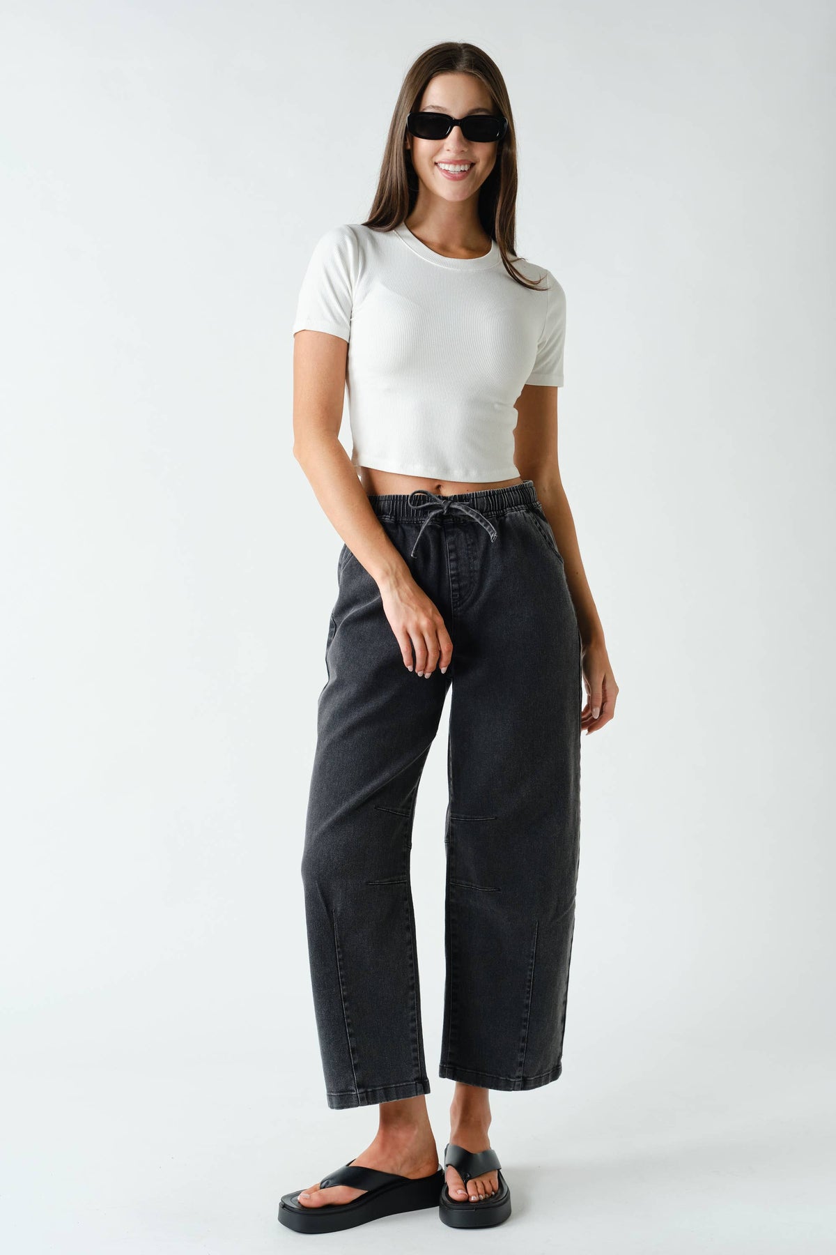 Off Duty Denim Pull-On Pants: Charcoal