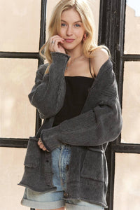 The Wren Ribbed Knit Button Cardigan – Cozy Cotton Fall Layer
