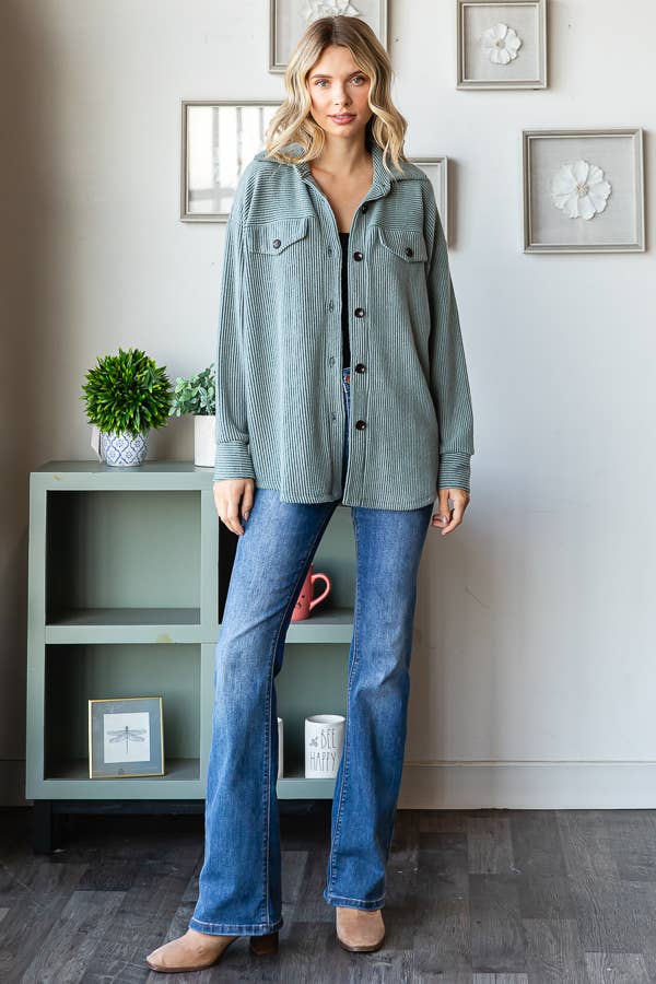 Tara Soft and Cozy Brushed Ribbed Shacket