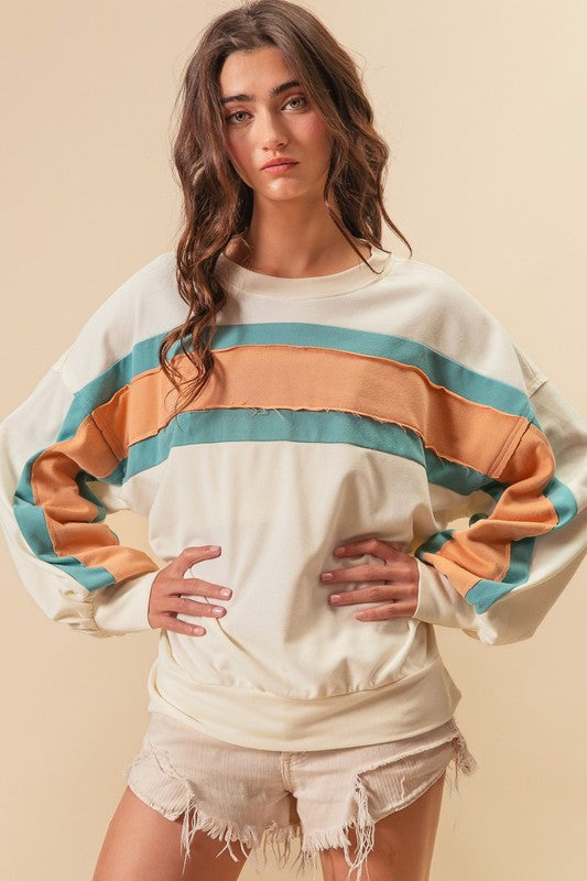 Sunset Retro Stripe Vintage Pullover