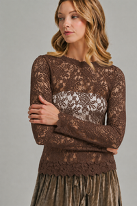 Mocha Romance Lace Layering Top