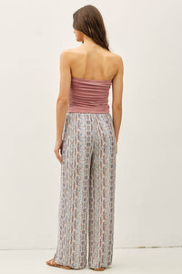 The Liora Boho Print Wide Leg Pants – Smocked Waist Breezy Relaxed Fit Pants