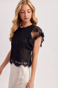 Midnight Romance Lace Top: Black