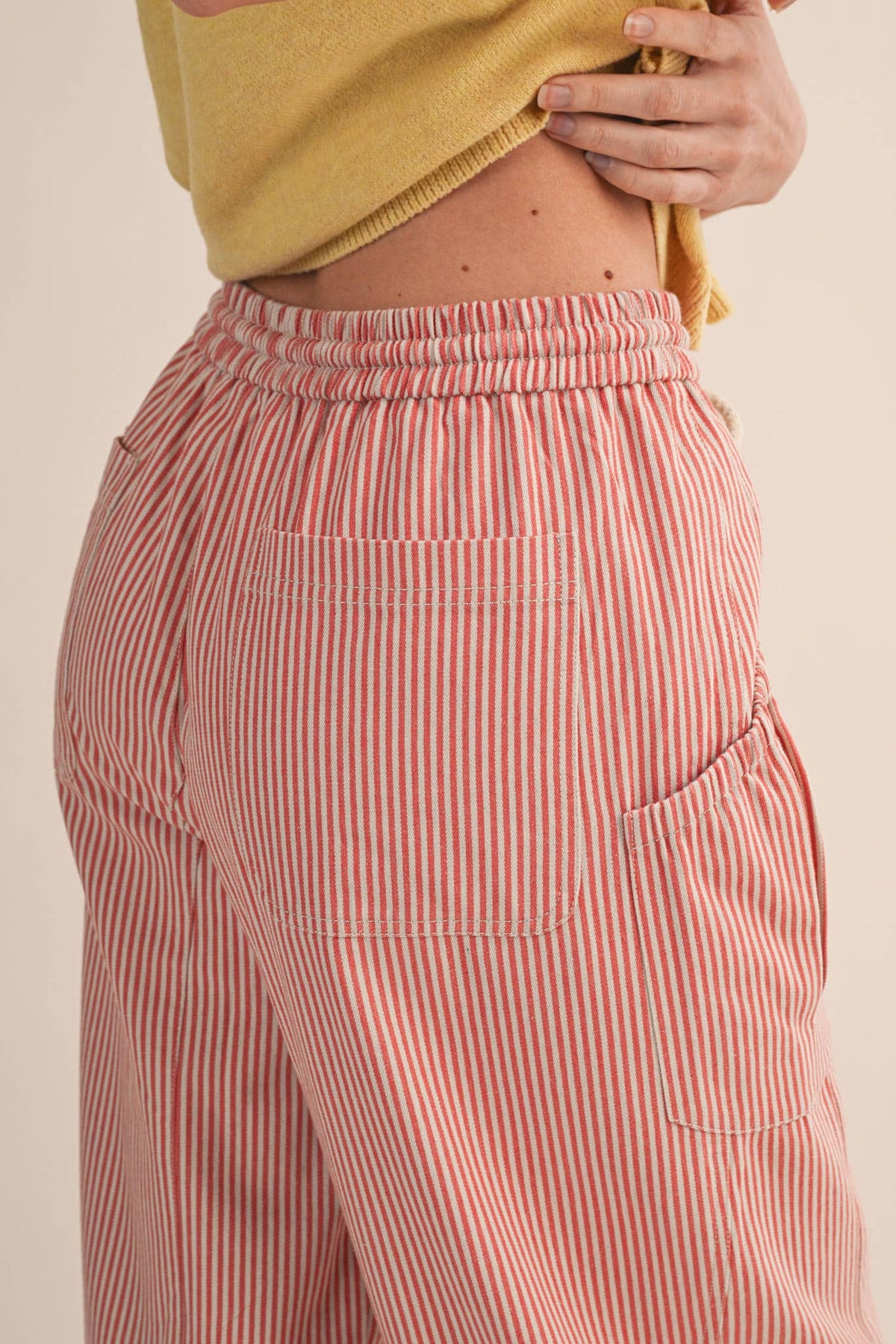The Sunset Stripe Parachute Pants: Salmon Pink