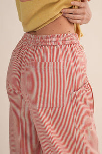 The Sunset Stripe Parachute Pants: Salmon Pink