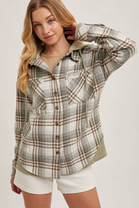 Aspen Hooded Plaid Shacket – Fall  Button-Down Jacket