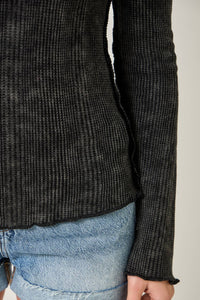 61364 Washed Thermal Essential Top: Green Apple / Small