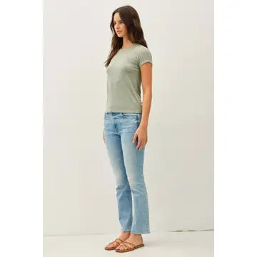 The Merrin Classic Ribbed Baby Tee – Fitted Crew Neck Essential T-Shirt for Women