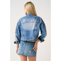 The Lainey Cropped Denim Jacket: Medium Wash