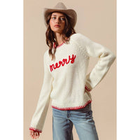 Making Spirits Bright Merry Sweater: Ivory/ Red