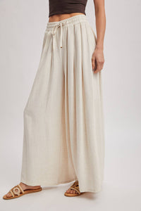 The Everly Flowing Wide Leg Pants: Lt Olive – High Waist Drawstring Palazzo