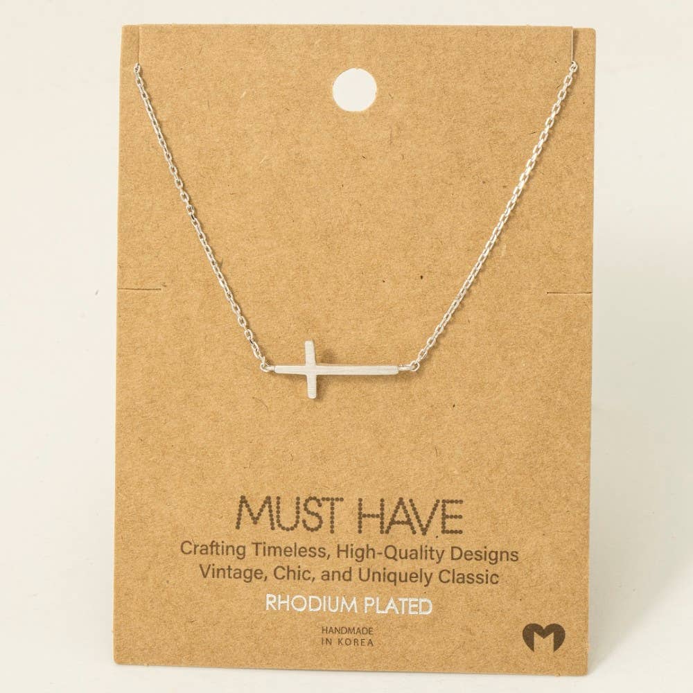 The Haven Sideways Cross Necklace – Gold or Silver 18K Dipped Chain