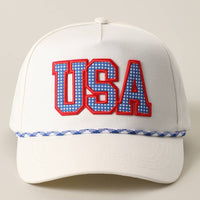 USA Patch Rope Trucker Hat – Patriotic Embroidered Snapback Cotton Cap