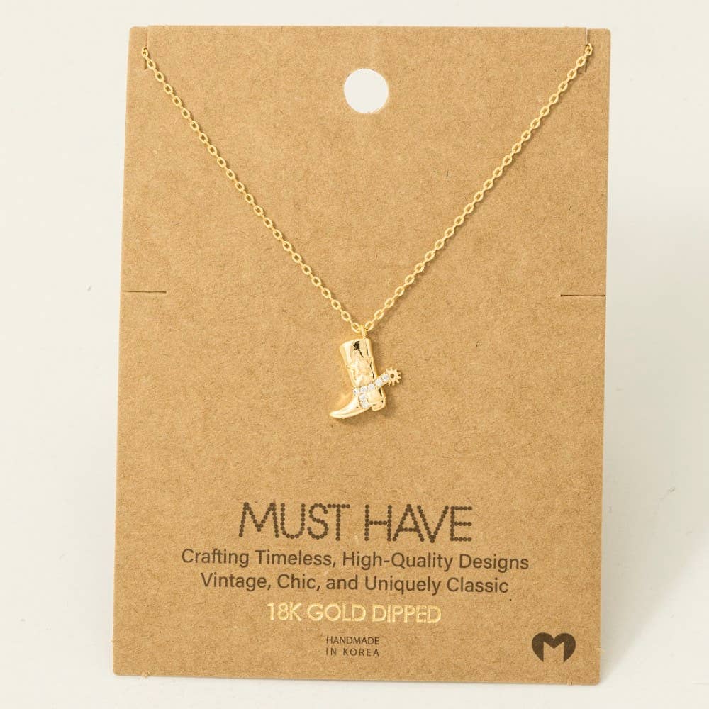 Cowgirl Charm Boot Pendant Necklace: Gold – Western Jewelry