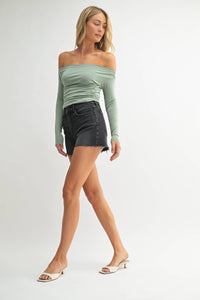 Just USA Tahoe Washed Black High Rise Shorts