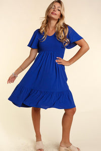 Anika Fit and Flare Flutter Sleeve Dress