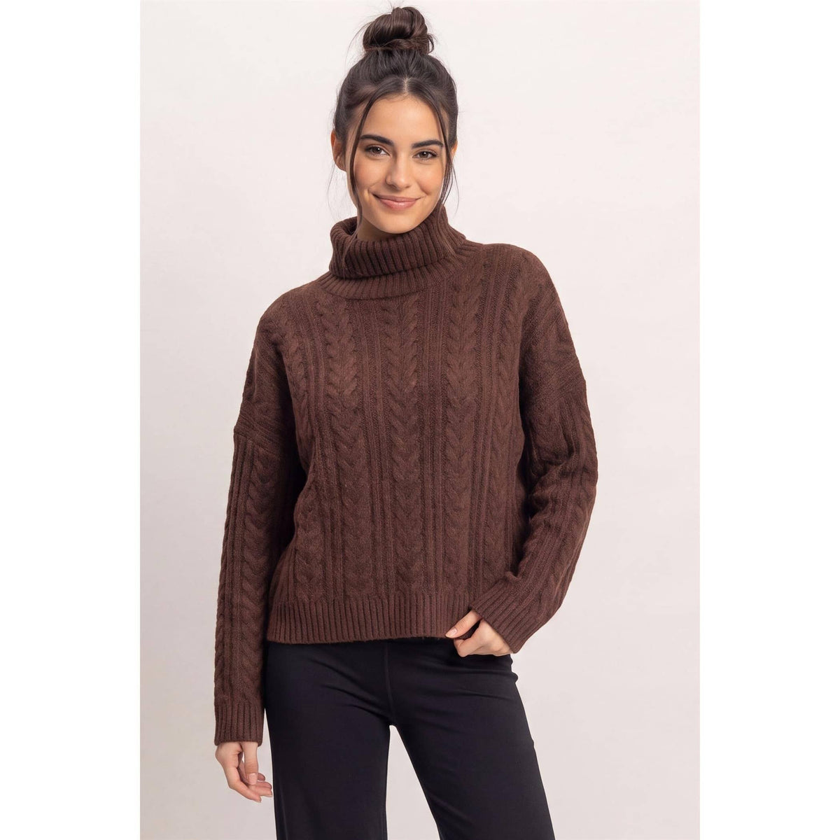 Wrapped Up Cable Knit Turtleneck Sweater