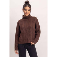 Wrapped Up Cable Knit Turtleneck Sweater