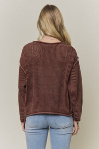No Plans Textured Cotton Sweater: Brick