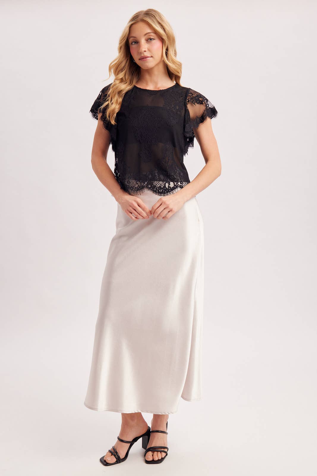 Midnight Romance Lace Top: Black