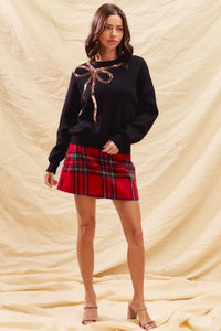 Tinsley Red Plaid Holiday Skort – Festive Checkered Mini Skirt Shorts