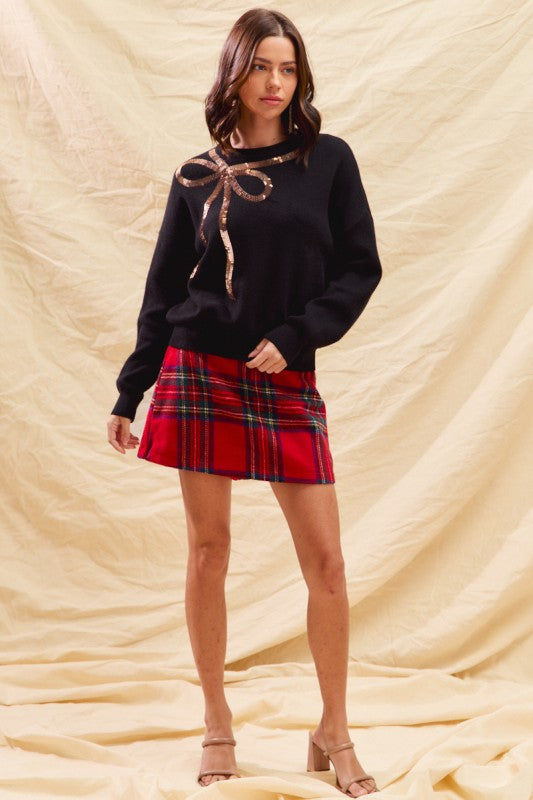 Tinsley Red Plaid Holiday Skort – Festive Checkered Mini Skirt Shorts