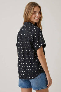 POLKA DOT BUBBLE SLEEVE BLOUSE - 45780T: CREAM / L