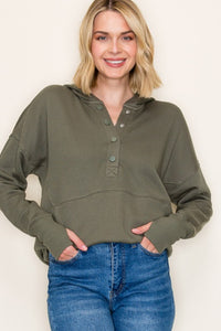Rowyn Oversized Snap-Hoodie – Long Sleeve Pullover with Kangaroo Pocket
