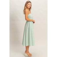 Striped Spaghetti Strap Dress: NAVY / S-M-L(2-2-2)