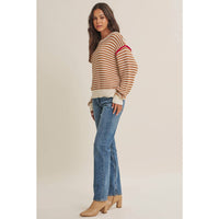 Apple Orchard Stripe Sweater: taupe/multi