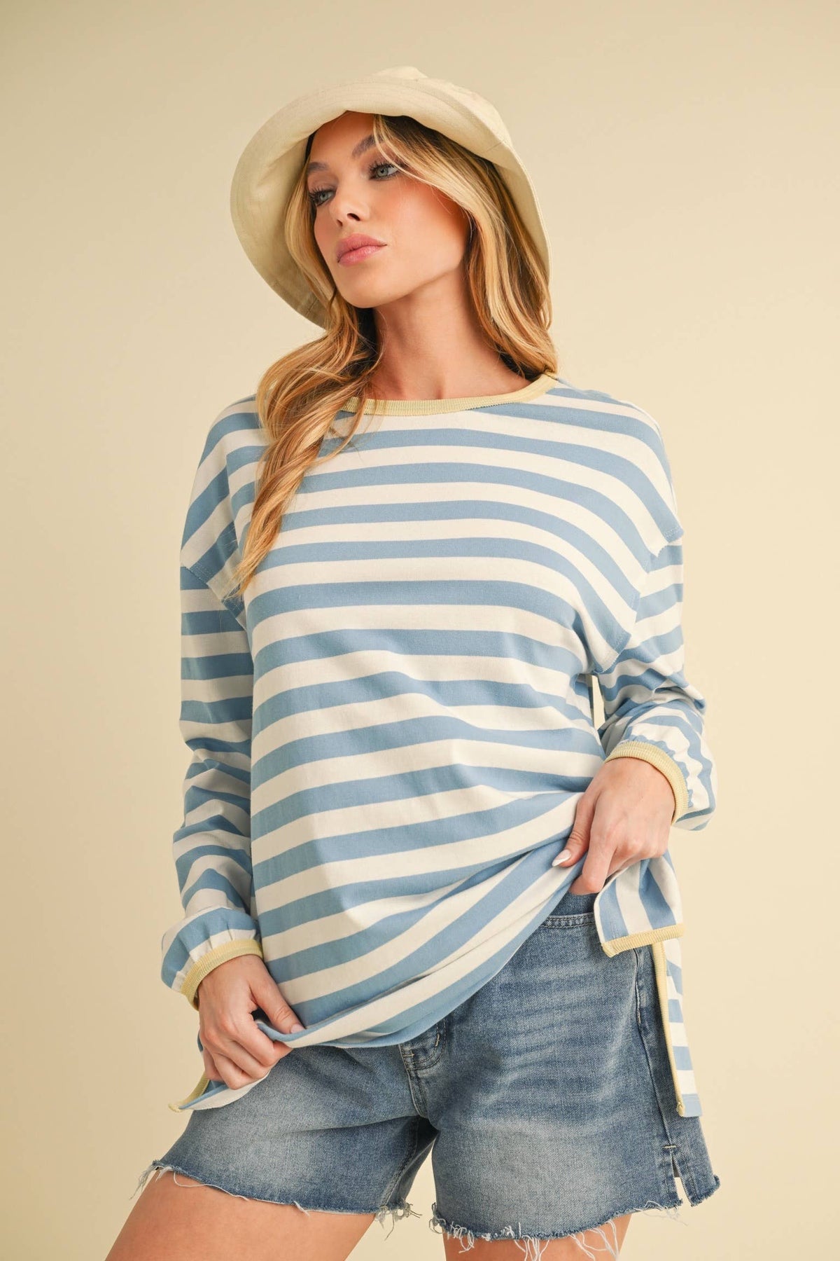 Onida Stripe Top: Blue/White