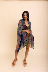 Like A Dream Bohemian Burnout Velvet Kimono : Cobalt