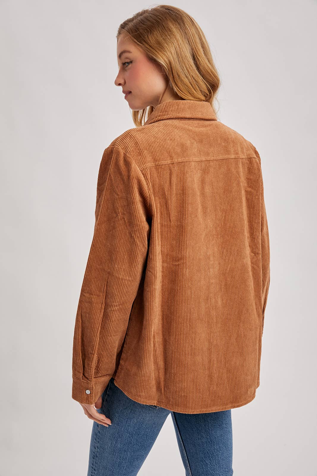 Everly Pines Corduroy Button-Down Shacket –Peacock