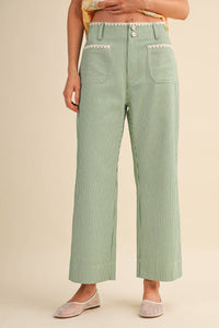 Savannah Stripe Wide Leg Pants: Green Stripe