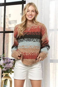 The Haven Multicolor Striped Knit Sweater – Boho Fall Style