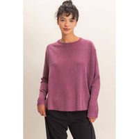 Slow Mornings Waffle Knit Top: Cream Taupe