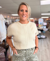 Easy Days Cable Knit Sweater Top: Sandstone