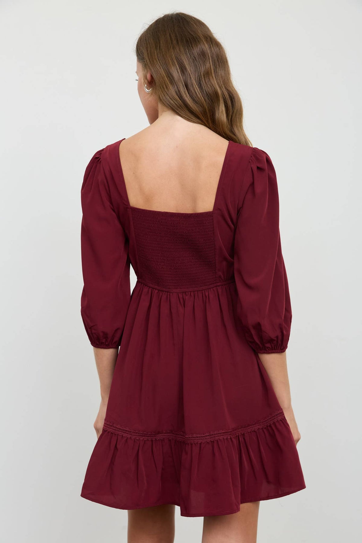 After Five Mini Dress: Burgundy