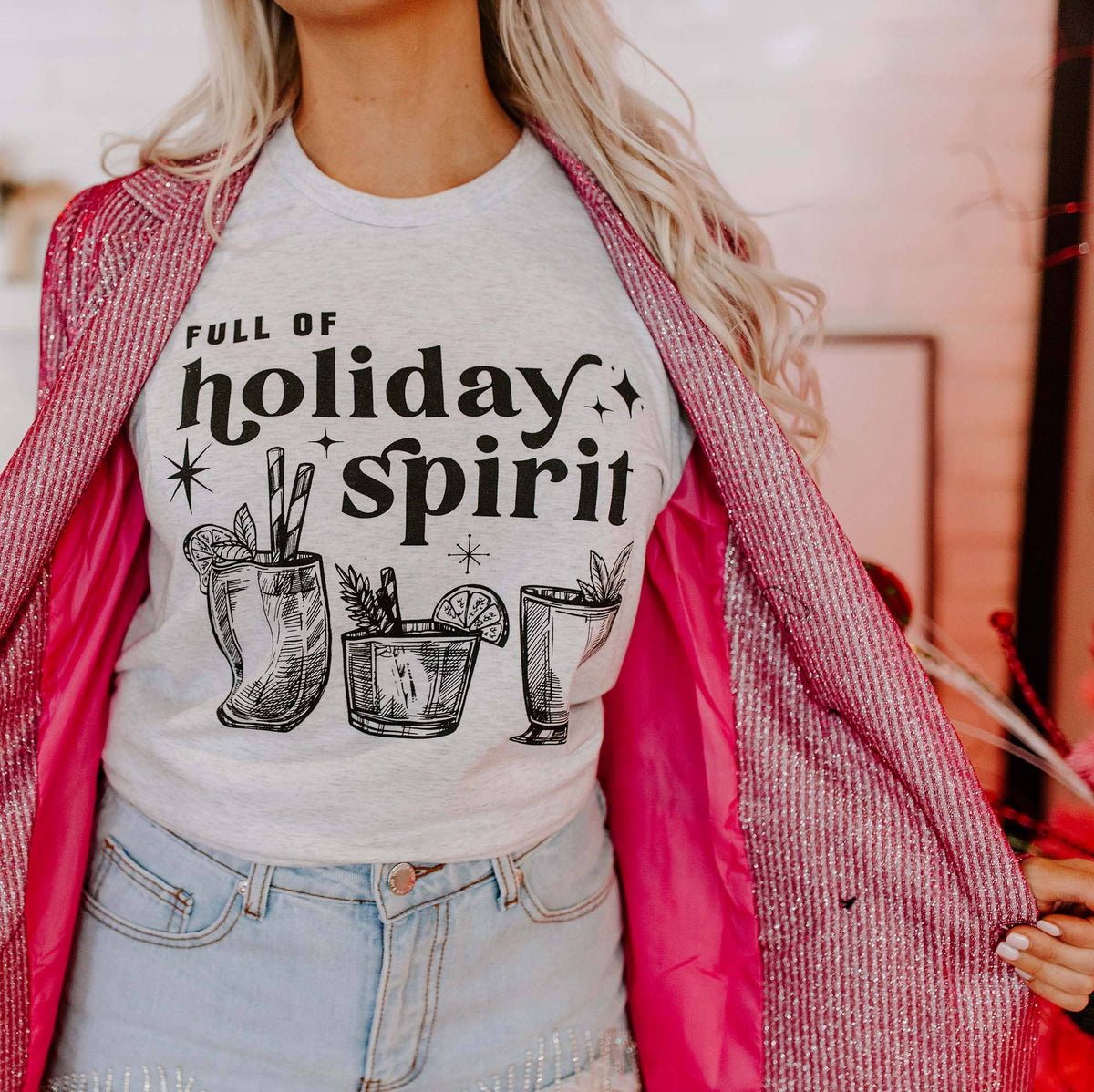 Full of Holiday Spirit Funny Christmas Graphic Tee Unisex