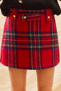 Tinsley Red Plaid Holiday Skort – Festive Checkered Mini Skirt Shorts