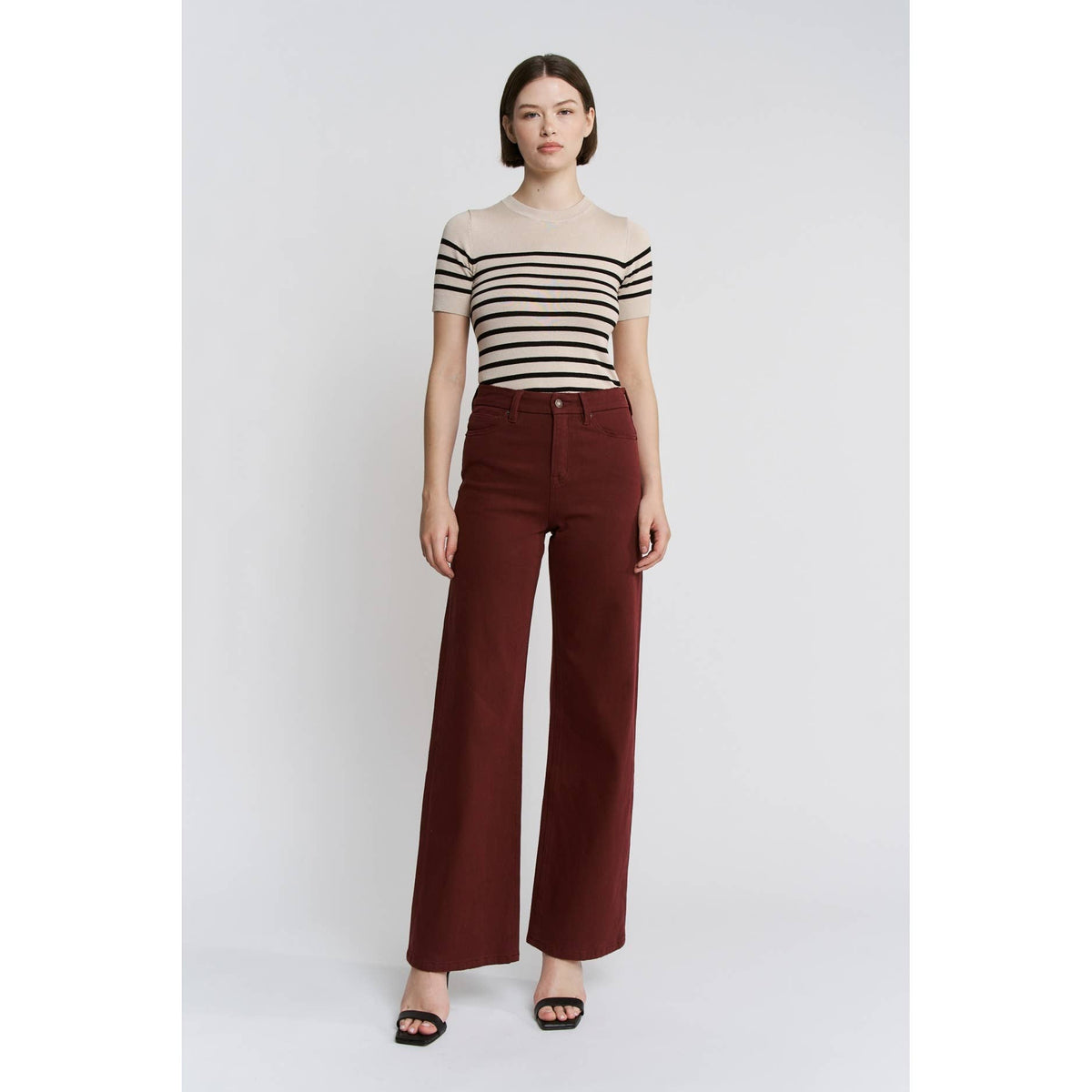 Mica Denim "Rowan" High Rise Wide Leg Jeans – Merlot