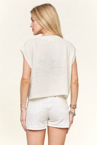 The Liberty Knit Sweater Crop Top: White