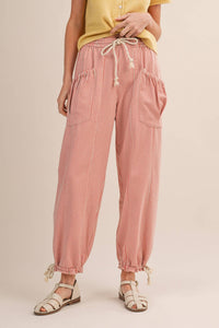 The Sunset Stripe Parachute Pants: Salmon Pink