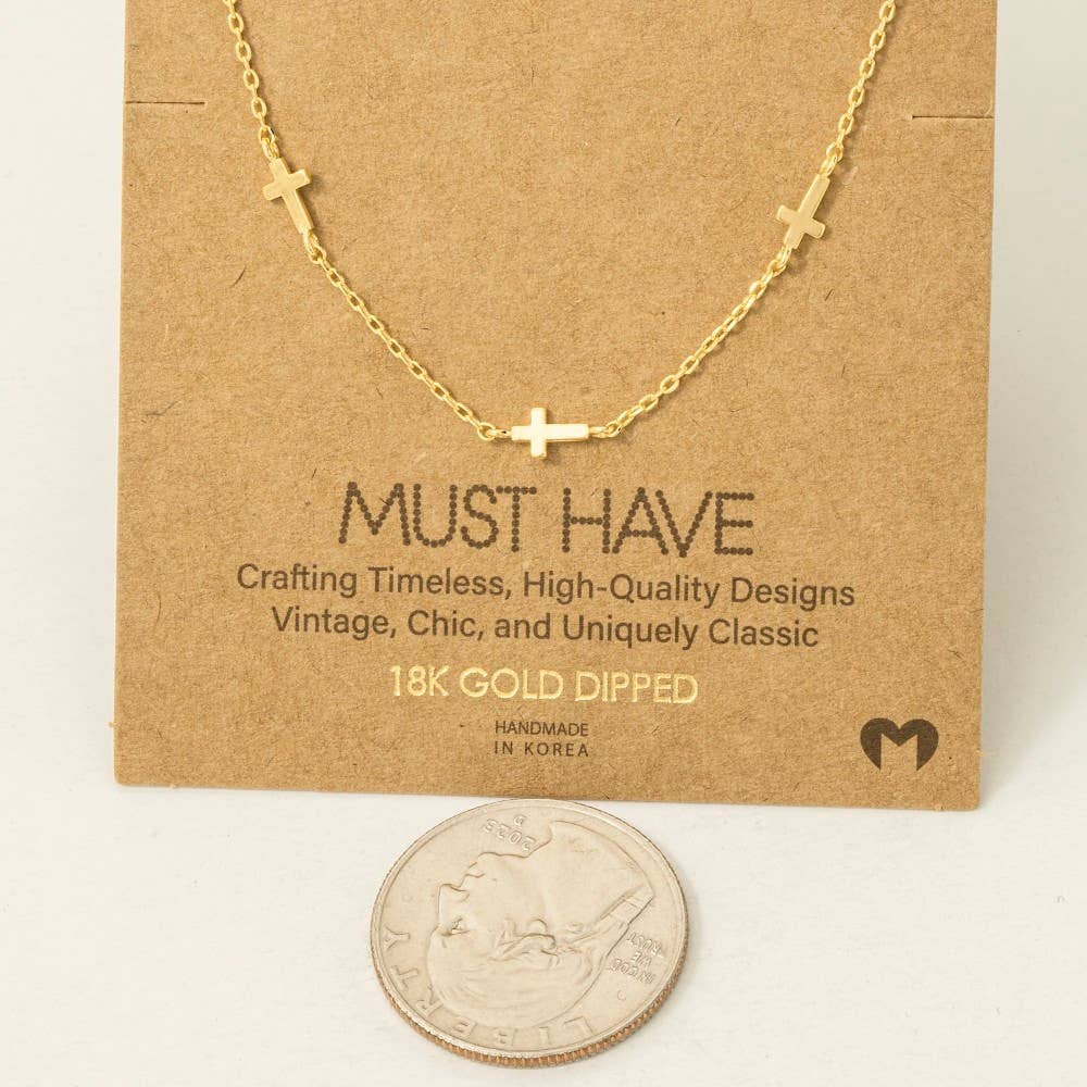 Meadow Grace Gold Dipped Cross Station Necklace – Dainty Faith-Inspired Jewelry
