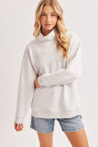 Easy Going Mock Neck Sweatshirt: Grey Marl