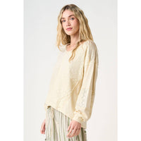 The Willow Lace Mix Top: Natural