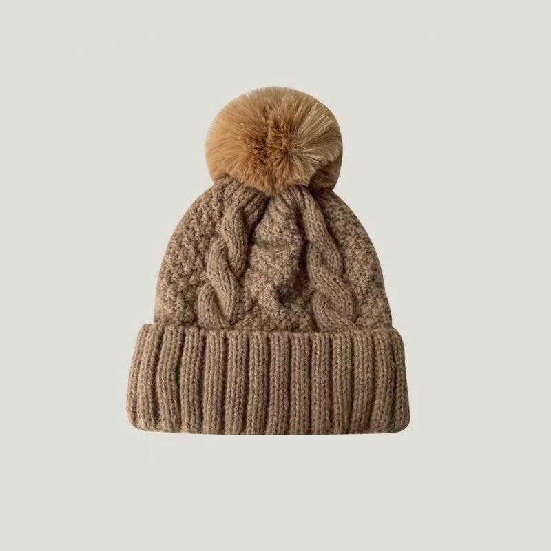 Avery Cable Knit Pom Pom Beanie – Classic Winter Hat (One Size)