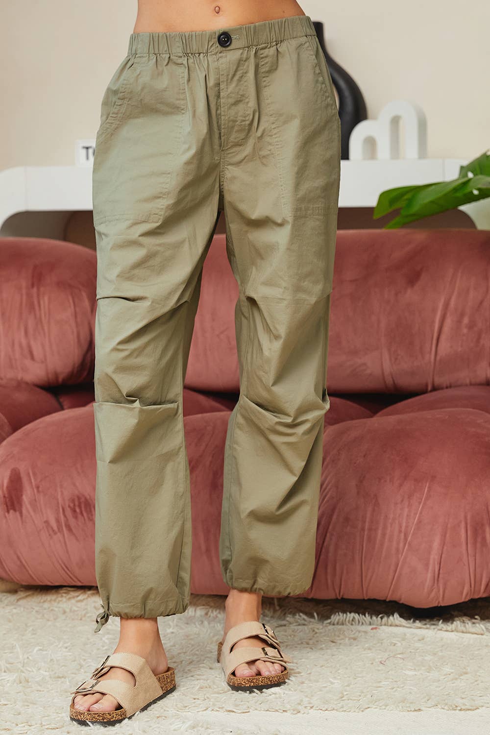 The Aspen Utility Parachute Pants: Olive