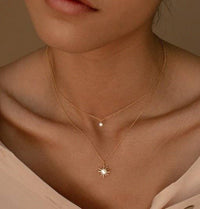 Celeste Layered Starburst Necklace – 18K Gold Stainless Steel Tarnish-Free Jewelry