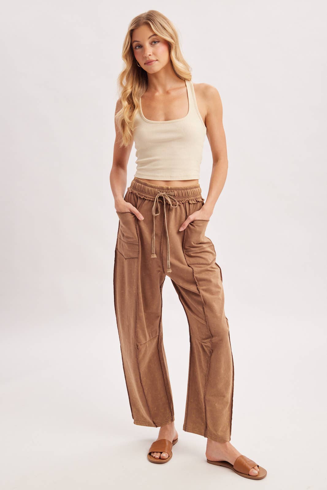 Vintage Wash Utility Pants: Latte